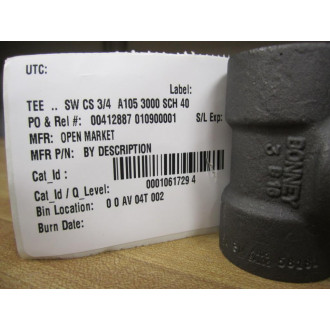 Bonney Forged A105 Forged Steel 34 Tee 3B216 A105