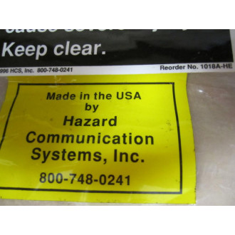 HCS 1018A-HE Label 1018AHE Danger (Pack of 25)