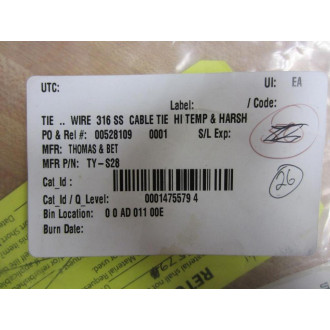 Thomas And Betts TY-S28 Tie Wire 316 SS Cable (Pack of 10) - New No Box