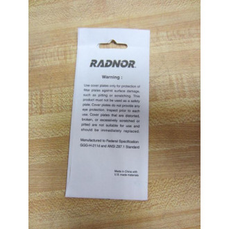 Radnor 64005014 Cover Plate 2" x 4-14" CR-39 (Pack of 5)