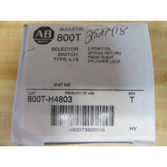 Allen Bradley 800T-H4803 Keyed Selector Switch