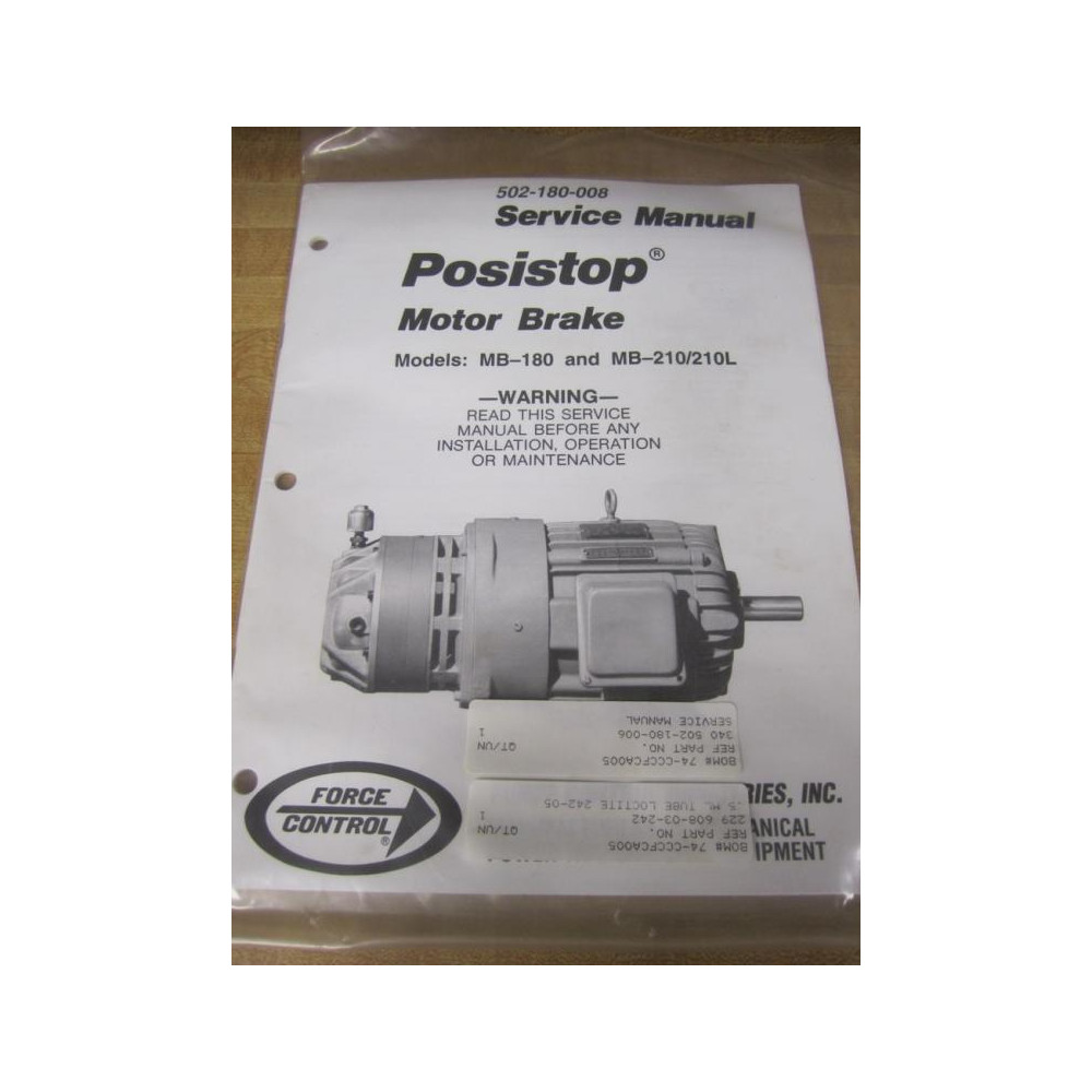 Force Control 502-180-008 Service Manual 502180008