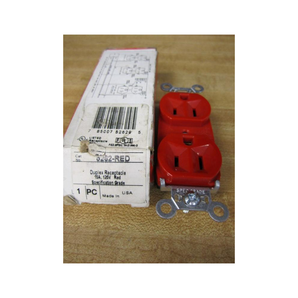 Pass & Seymour 5262-RED Duplex Receptacle 5262RED (Pack of 3)