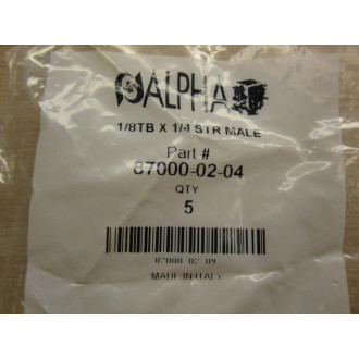 Alpha 87000-02-04 18TB X 14 STR Male Connector 870000204 (Pack of 15)
