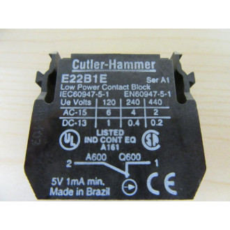 Cutler Hammer E22B1E Eaton Low Power Contact Block