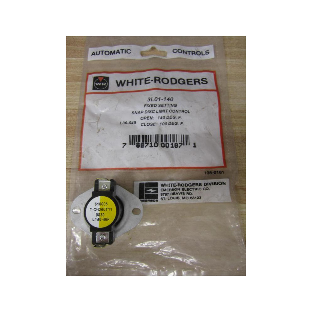 White-Rodgers 3L01-140 Snap Disc Limit Control 3L01140