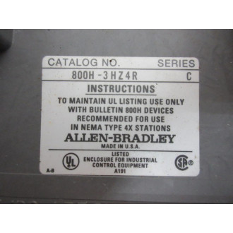 Allen Bradley 800H-3HZ4R Enclosure 800H3HZ4R - Used