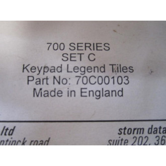 Storm Data Entry Technology 70C00103 Set C Keypad Legend Tiles