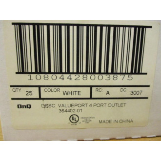 OnQ 364402-01 4 Port Outlet 36440201 (Pack of 25)