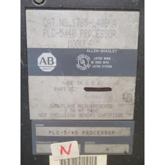 Allen Bradley 1785-L40B CPU Module 1785L40B Ser.A FW Rev.N WO Key - Used