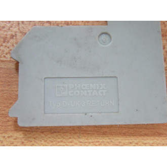 Phoenix Contact D-UK 3 RETURN End Cover DUK3RETURN (Pack of 30) - Used