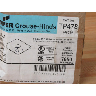 Cooper Crouse Hinds TP478 Outlet Box Cover 4" (Pack of 22)