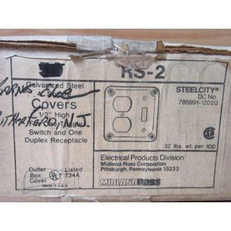 Steel City RS-2 4" Galvanized Steel Square Cover RS2 (Pack of 33)