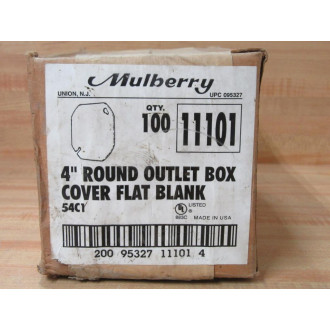 Mulberry 11101 4" Round Outlet Box Cover Flat Blank (Pack of 100)