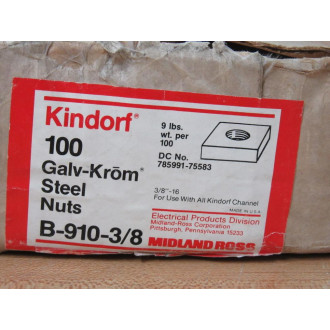 Kindorf B-910-38 Galv-Krom Steel Nuts B91038 (Pack of 100)