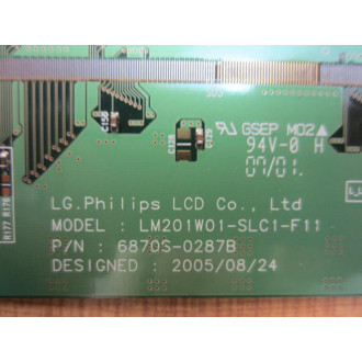 LG Philips 6870S-0287B LCD Display Board LM201W01-SLC1-F11 - Used