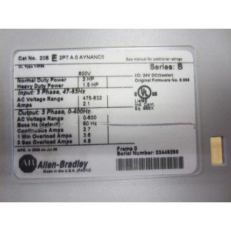 Allen Bradley 20B E 2P7 A 0 AYNANC0 Drive 20BE2P7A0AYNANC0 Housing ONLY! - Used