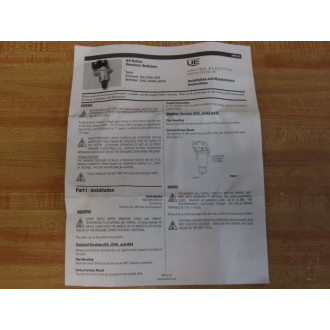United Electric Controls J54S-144 Pressure Switch J54S-9755 J54S144
