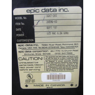Epic Data 1647-303 Data Module 20596-03 DFT  No Keyboard - Used