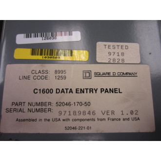 Square D 52046-170-50 Entry Panel C1600 Ver 1.08 97189846 - Refurbished