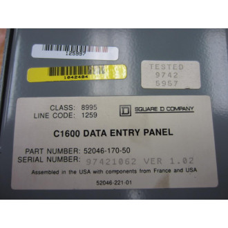 Square D 52046-170-50 Entry Panel C1600 Ver 1.08 97421062 - Refurbished