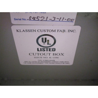 Klassen K-1596 Enclosure K1596 - Used