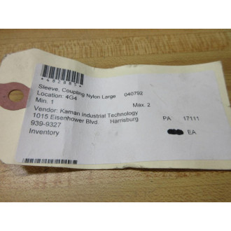 Kaman Industrial 040792 Nylon Coupling - New No Box