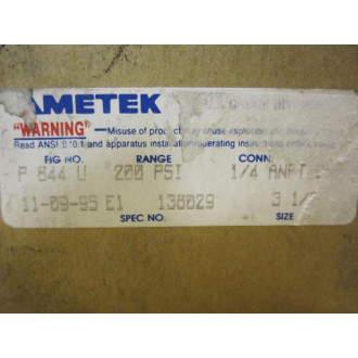 Ametek P 844 U Pressure Gauge P844U 14 NPT 0-200