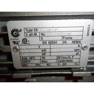 Nord Gear 800533409600 Right Angle Gearmotor