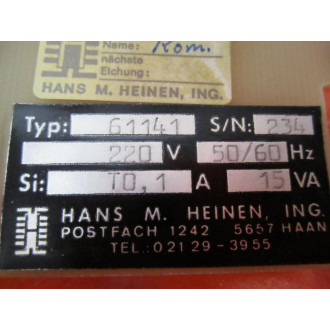 Heinen 61 141 61141 Circuit Board - Used