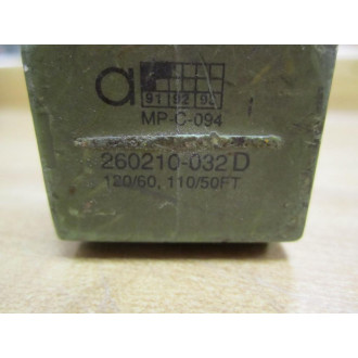 Asco MP-C-094 Solenoid Valve Coil 260210-032 D - Used