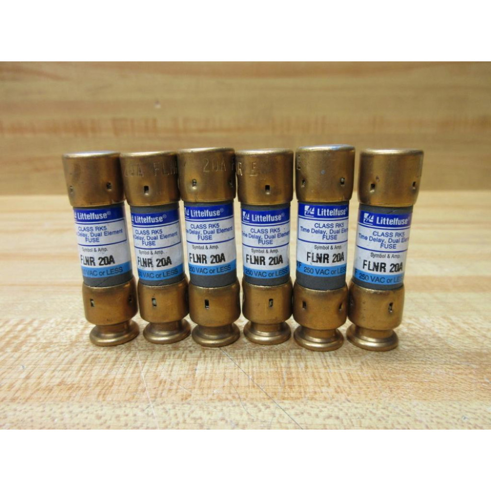 Littelfuse FLNR-20A Fuse Cross Ref 486K87, FLNR020 (Pack of 6) - New No Box