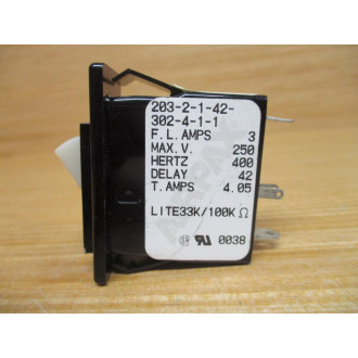 Airpax 203-2-1-42-302-4-1-1 Circuit Breaker 3 AMP - Used