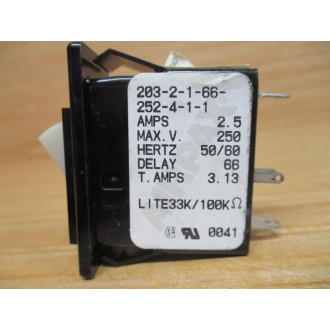 Airpax 203-2-1-66-252-4-1-1 Circuit Breaker 2.5 AMP - Used