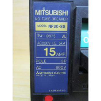 Mitsubishi NF30-SS-3P-15A No-Fuse Breaker 15 AMP - Used