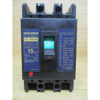 Mitsubishi NF30-SS-3P-15A No-Fuse Breaker 15 AMP - Used