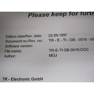 TR Electronic TR-E-TI-GB-0018-00 TRETIGB001800 Manual - Used