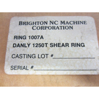 Brighton NC Machine 1007A Shear Ring