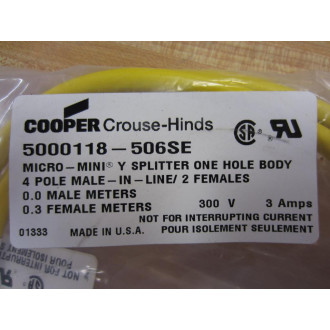 Crouse & Hinds 5000118-506SE Y Splitter Cable Assembly 5000118506SE (Pack of 3)