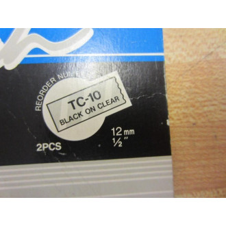 Brother TC-10 Tape Cassette TC10 Black On Clear (Pack of 2)