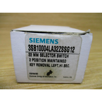 Siemens 3SB10004LA32ZSSG12 Selector Switch WO Key