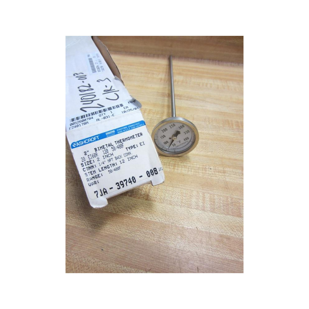 Ascroft 7JA-39740-008 Bimetal Thermomter 2"  50400F