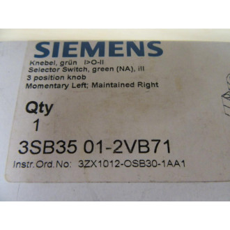 Siemens 3SB3 501-2VB71 Green 3 Position 3SB35012VB71 wBase
