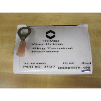 Premier 37317 Ring Terminal 22-18 AWG 12-14" Stud (Pack of 100)