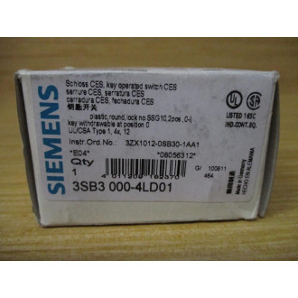 Siemens 3SB3000-4LD01 Key Operated Switch 3SB30004LD01