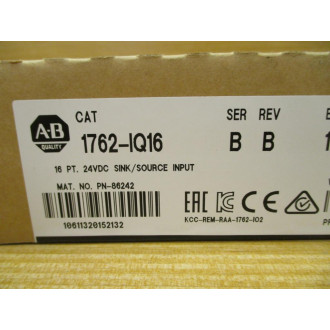Allen Bradley 1762-IQ16 Input Module 1762IQ16 Ser. B. Rev. B