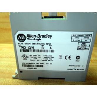 Allen Bradley 1762-IQ16 Input Module 1762IQ16 Ser. BRev. A - Used