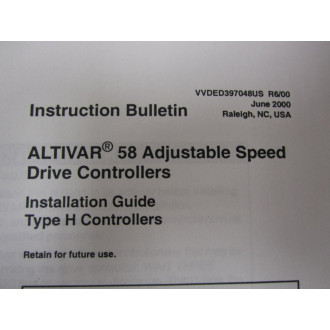 Telemecanique VVDED397048US Installation Guide Altivar 58