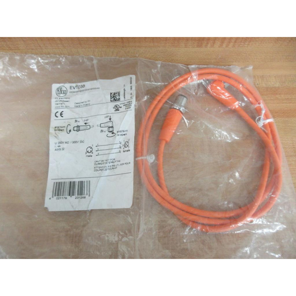 ifm Electronic VDOAH030VAS0001E03STGH030VAS-EVT030 Connector Cable EVT030 - Used