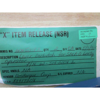 Limitorque 60-504-0004-2 Declutch Lever - New No Box
